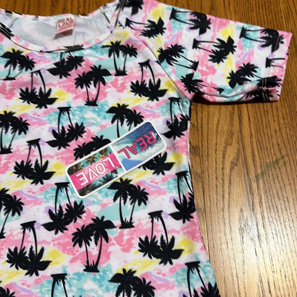 Real Love Size 10/12 Girls Palm Tree Swim suit NWT